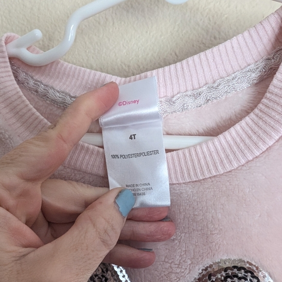 Disney Minnie Mouse Sweatshirt Blush Pink Plush with Sequin Minnie Size 4T - Picture 4 of 5